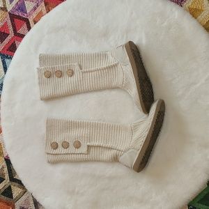 UGG Cream Cardy Cream 3 Button Casual Knit Foldover Sheepskin Boots